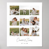 Minimalistische 9 foto-collage trouwkoppel op maat poster (Voorkant)