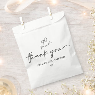 Minimalistische A Sweet Thank You Zwart en Wit Bedankzakje