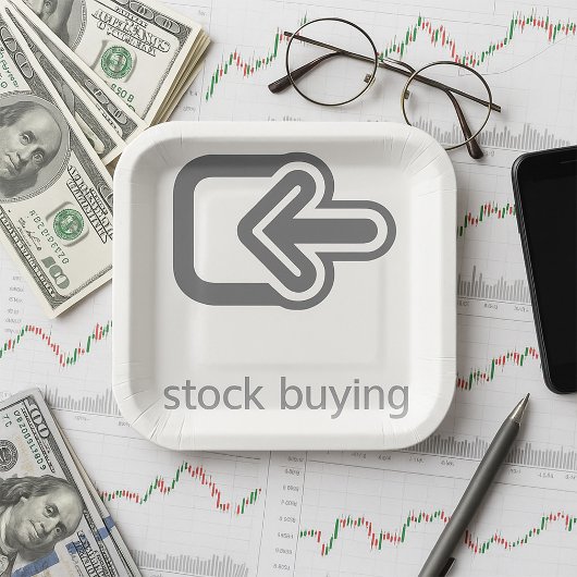 Minimalistische aandelen kopen moderne financiële  papieren bordje