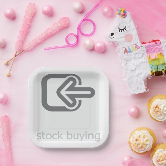 Minimalistische aandelen kopen moderne financiële papieren bordje (Feest)