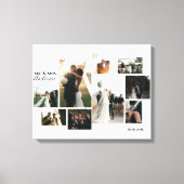 Minimalistische aangepaste 9-foto bruiloft collage canvas afdruk (Voorkant)