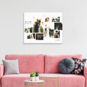 Minimalistische aangepaste 9-foto bruiloft collage canvas afdruk (Insitu (Woonkamer))