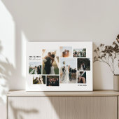 Minimalistische aangepaste 9-foto bruiloft collage canvas afdruk