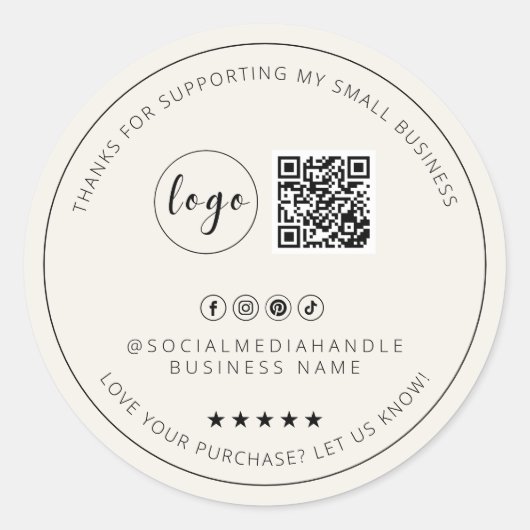 Minimalistische aangepaste beige dank u Sticker (Voorkant)
