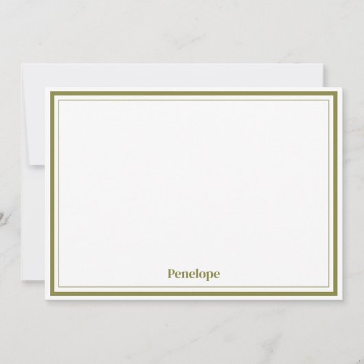 Minimalistische aangepaste briefpapier Olive Notitiekaartje (Voorkant)