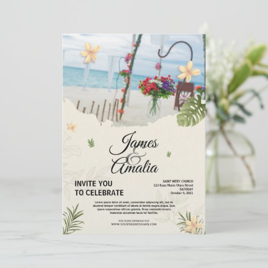 Minimalistische Aangepaste bruiloft Uitnodiging Ka (Staand voorkant)