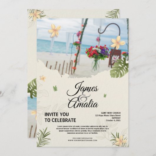 Minimalistische Aangepaste bruiloft Uitnodiging Ka (Voorkant / Achterkant)