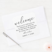 Minimalistische aangepaste bruiloft welkomsttas vierkante sticker (Envelop)
