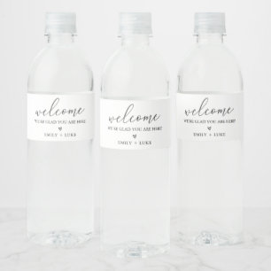 Minimalistische aangepaste bruiloft welkomsttas waterfles etiket