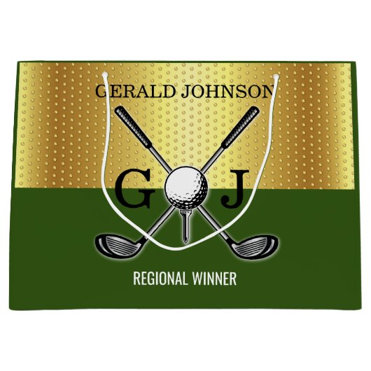 Minimalistische Aangepaste Elegante Golf Monogram Groot Cadeauzakje (Voorkant)