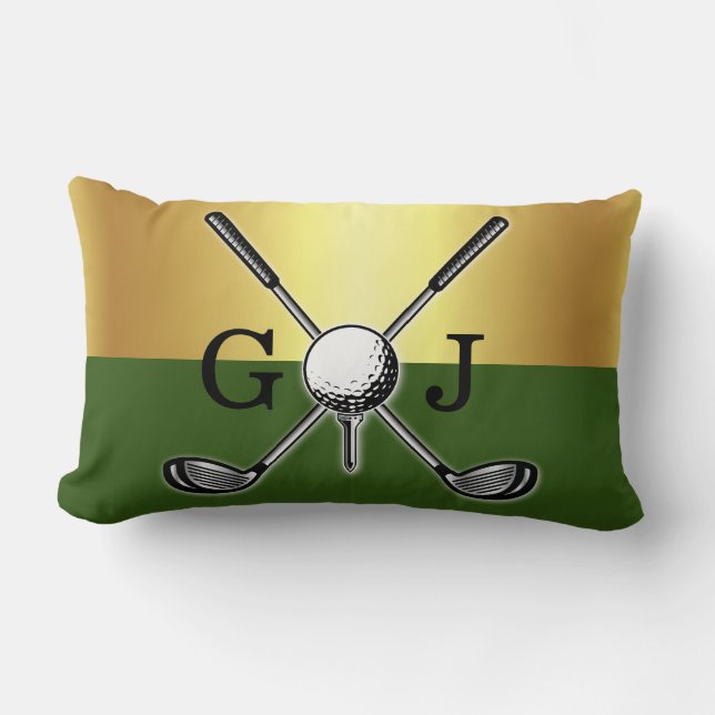 Minimalistische Aangepaste Elegante Golf Monogram Kussen (Voorkant)