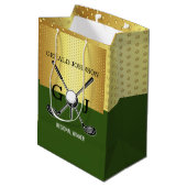 Minimalistische Aangepaste Elegante Golf Monogram Medium Cadeauzakje (Achterkant Gekanteld)