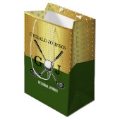 Minimalistische Aangepaste Elegante Golf Monogram Medium Cadeauzakje (Voorkant Gekanteld)
