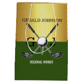 Minimalistische Aangepaste Elegante Golf Monogram Medium Cadeauzakje (Achterkant)
