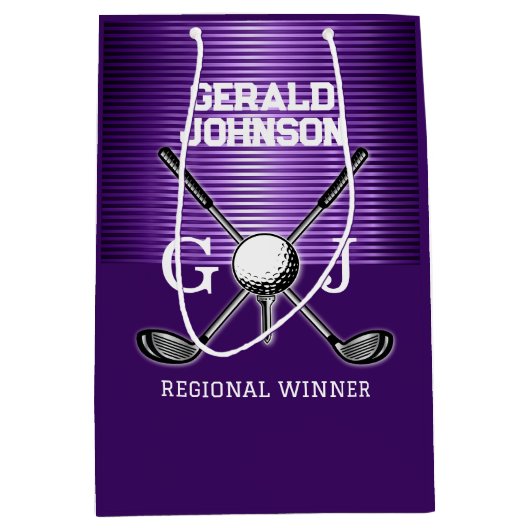 Minimalistische Aangepaste Elegante Golf Monogram  Medium Cadeauzakje (Voorkant)