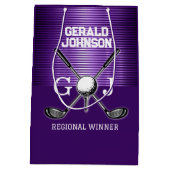 Minimalistische Aangepaste Elegante Golf Monogram  Medium Cadeauzakje (Achterkant)