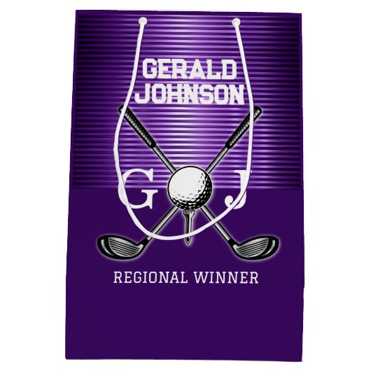 Minimalistische Aangepaste Elegante Golf Monogram  Medium Cadeauzakje (Achterkant)