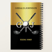 Minimalistische Aangepaste Elegante Golf Monogram Notitieboek (Achterkant)