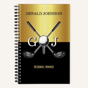 Minimalistische Aangepaste Elegante Golf Monogram  Notitieboek