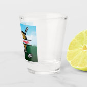 Minimalistische Aangepaste Elegante Golf Monogram Shot Glas (Rechts)