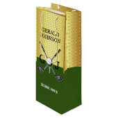 Minimalistische Aangepaste Elegante Golf Monogram  Wijn Cadeautas (Voorkant Gekanteld)