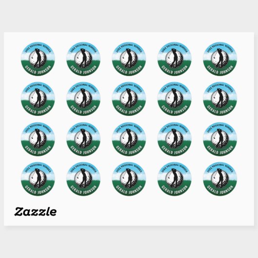 Minimalistische Aangepaste Elegante Mannen Golf Mo Ronde Sticker (Vel)