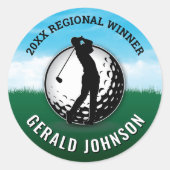 Minimalistische Aangepaste Elegante Mannen Golf Mo Ronde Sticker (Voorkant)