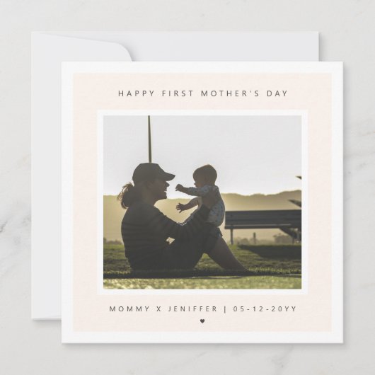 Minimalistische Aangepaste Foto Eerste Moederdag M Kaart (Voorkant)