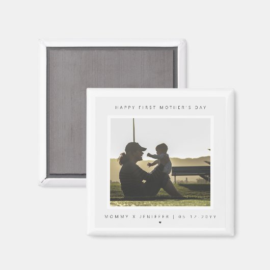 Minimalistische Aangepaste Foto Eerste Moederdag M Magneet (Voorkant / Achterkant)
