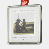 Minimalistische Aangepaste Foto Eerste Moederdag M Metalen Ornament (Links)
