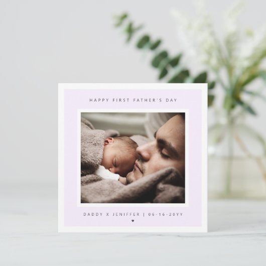 Minimalistische Aangepaste Foto Eerste Vaderdag Mo Kaart (Staand voorkant)