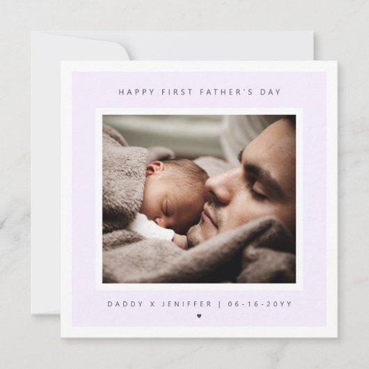 Minimalistische Aangepaste Foto Eerste Vaderdag Mo Kaart (Voorkant)