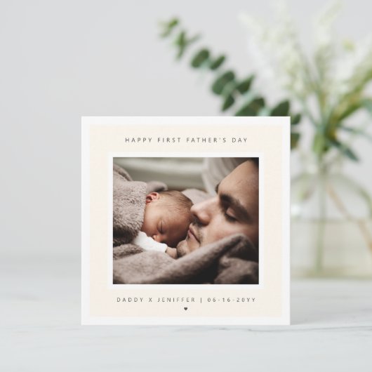 Minimalistische Aangepaste Foto Eerste Vaderdag Mo Kaart (Staand voorkant)