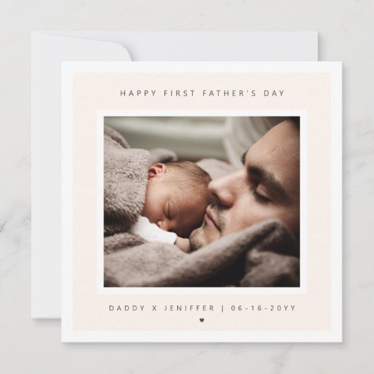 Minimalistische Aangepaste Foto Eerste Vaderdag Mo Kaart (Voorkant)