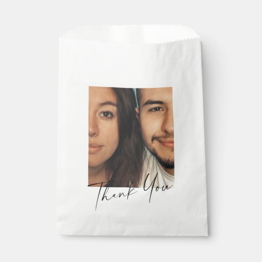 Minimalistische aangepaste foto voor modern script bedankzakje (Voorkant)