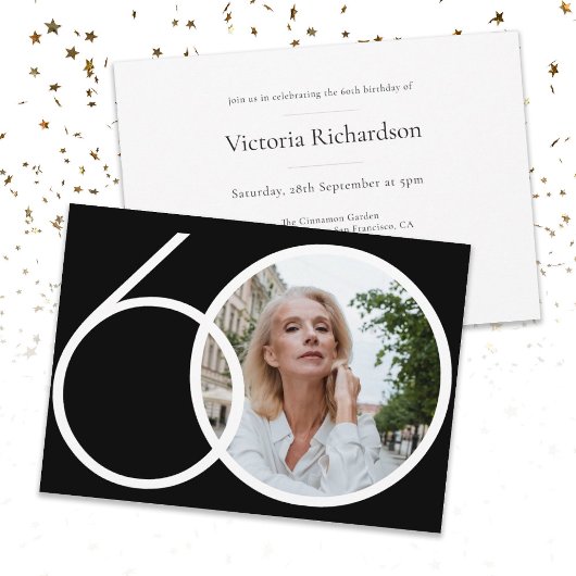 Minimalistische aangepaste foto zwart wit 60e verj kaart