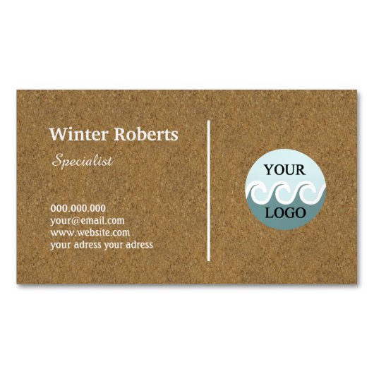 Minimalistische aangepaste logo houten kraft visit magnetisch visitekaartje (Voorkant)