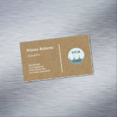 Minimalistische aangepaste logo houten kraft visit magnetisch visitekaartje (Voorbeeld)