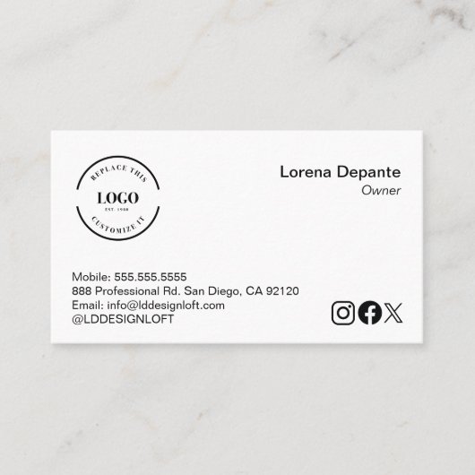 Minimalistische aangepaste Logo QR-code voor socia Visitekaartje (Voorkant)