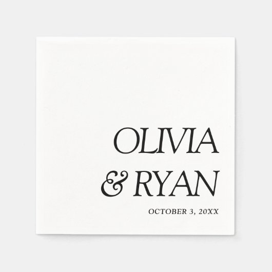 Minimalistische aangepaste naam bruiloft servetten (Voorkant)