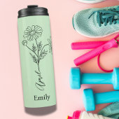 Minimalistische aangepaste naam Daisy April Geboor Thermosbeker