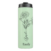 Minimalistische aangepaste naam Daisy April Geboor Thermosbeker (Voorkant)