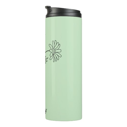 Minimalistische aangepaste naam Daisy April Geboor Thermosbeker (Geroteerd rechts)