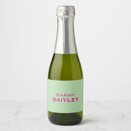 Minimalistische aangepaste naam modern sparkling wijnetiket (Voorkant)