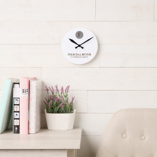 Minimalistische Aangepaste Naam Moderne Elegante S Ronde Klok (Leeskamer)