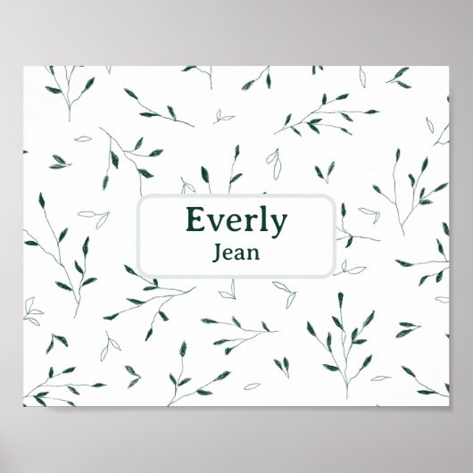 Minimalistische aangepaste naam Nursery Decor Bota Poster (Voorkant)