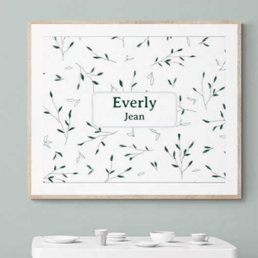 Minimalistische aangepaste naam Nursery Decor Bota Poster