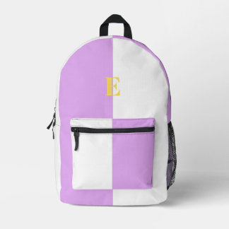 Minimalistische aangepaste naam Paarse en witte r Bedrukte Rugzak