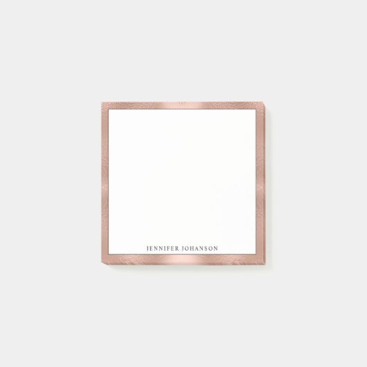 Minimalistische Aangepaste Naam Professionele Roze Post-it® Notes (Voorkant)