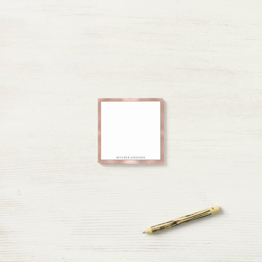 Minimalistische Aangepaste Naam Professionele Roze Post-it® Notes (Op bureau)